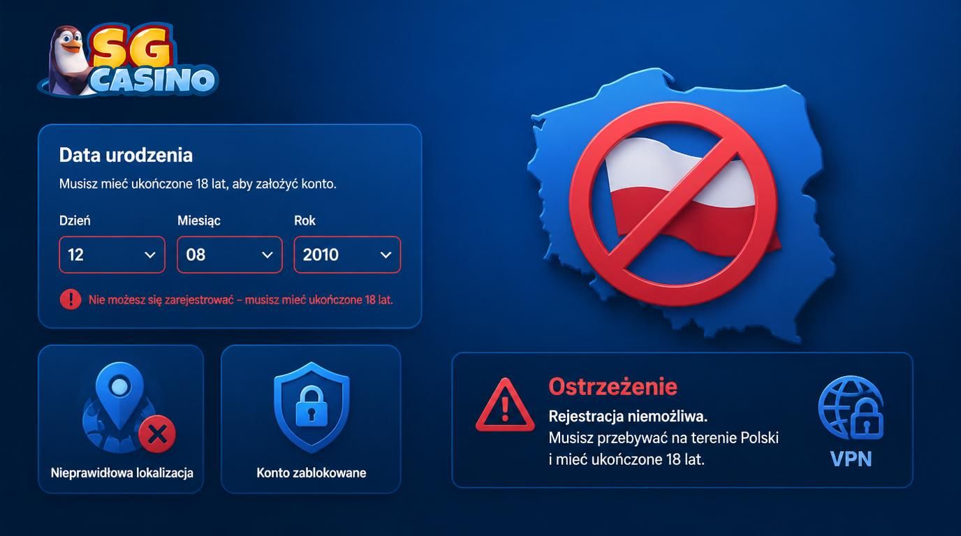 Fałszywa lokalizacja lub wiek prowadzący do blokady