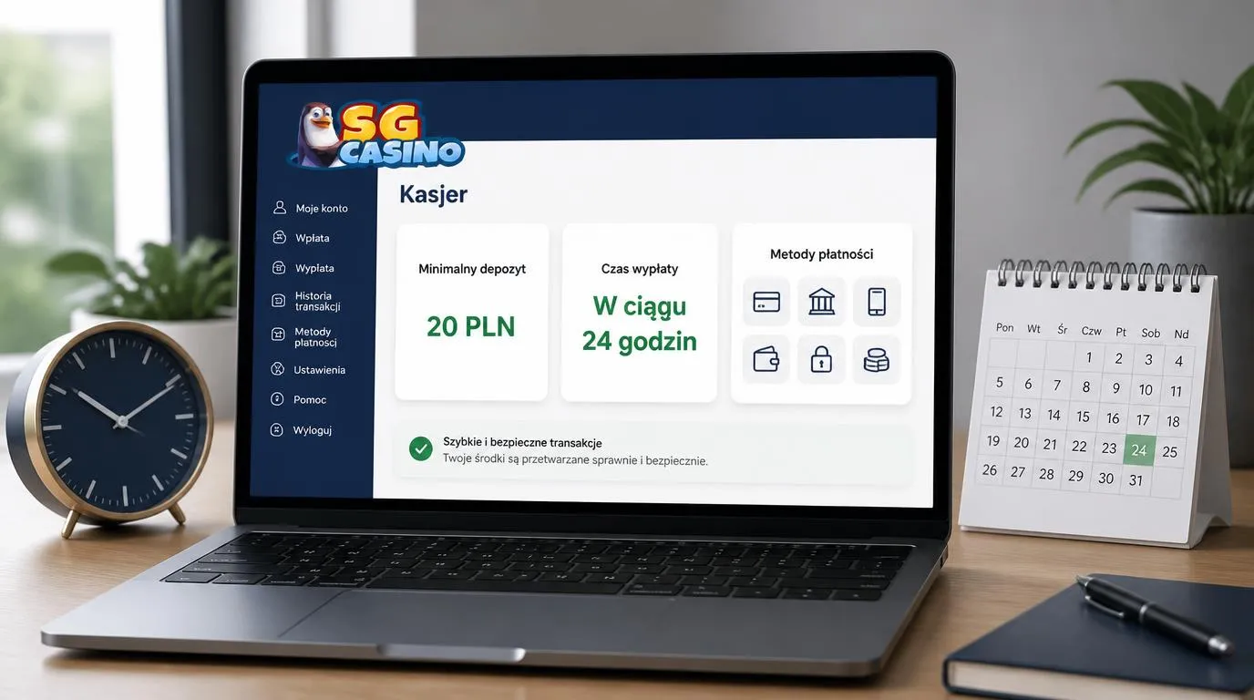 Panel płatności kasyna z depozytem 20 PLN, wypłatą w ciągu 24 godzin i wyborem metod płatności